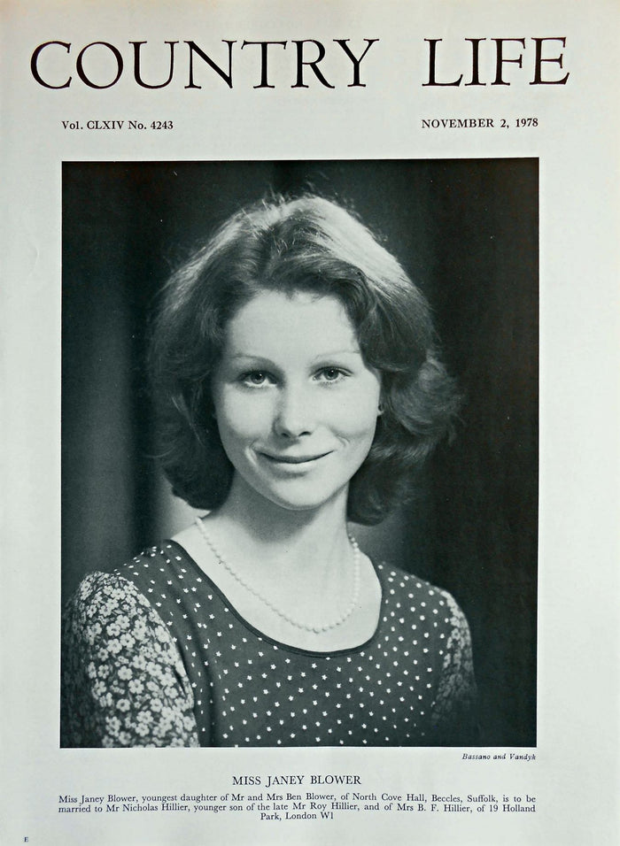 Miss Janey Blower Country Life Magazine Portrait November 2, 1978 Vol. CLXIV No. 4243