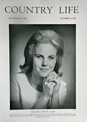Miss Jean Lawton Clark Country Life Magazine Portrait October 31, 1963 Vol. CXXXIV No. 3478