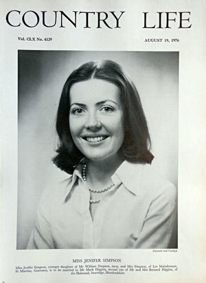 Miss Jenifer Simpson Country Life Magazine Portrait August 19, 1976 Vol. CLX No. 4129