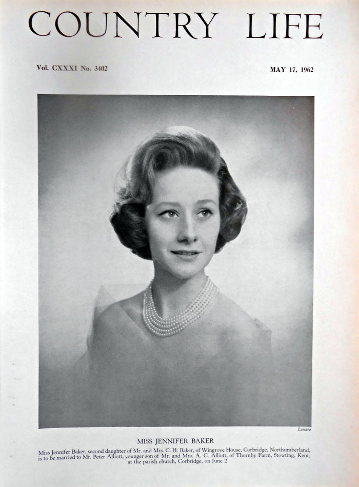 Miss Jennifer Baker Country Life Magazine Portrait May 17, 1962 Vol. CXXXI No. 3402
