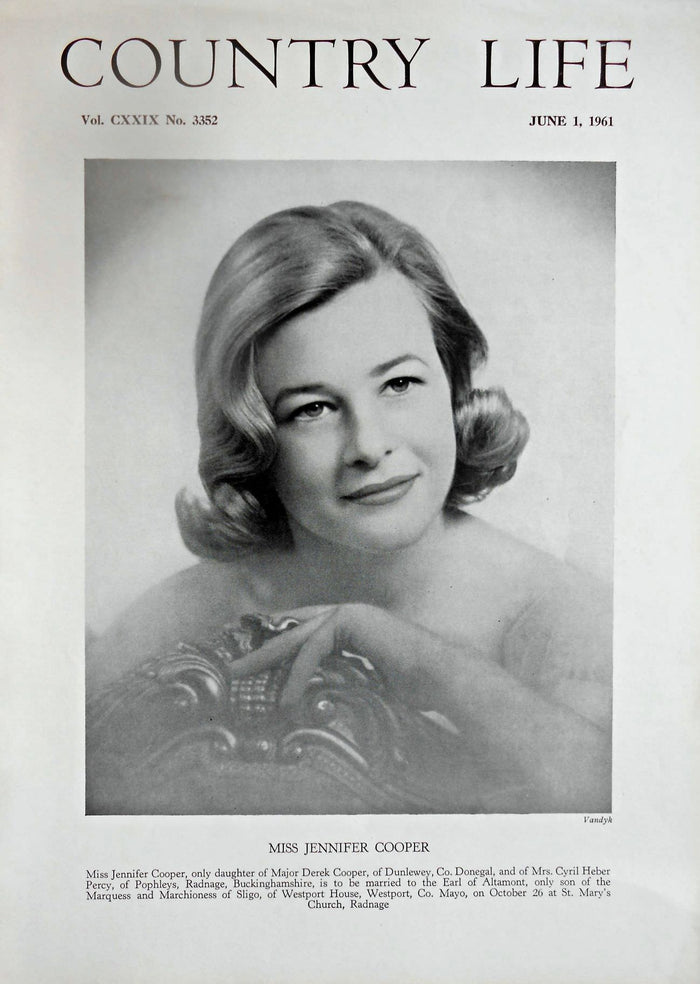 Miss Jennifer Cooper Country Life Magazine Portrait June 1, 1961 Vol. CXXIX No. 3352