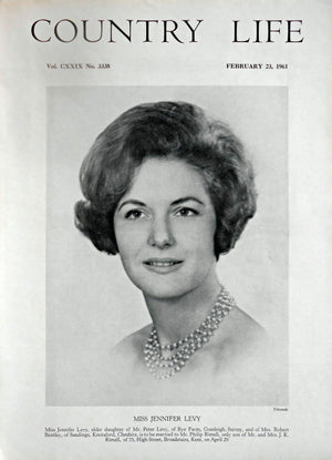 Miss Jennifer Levy Country Life Magazine Portrait February 23, 1961 Vol. CXXIX No. 3338