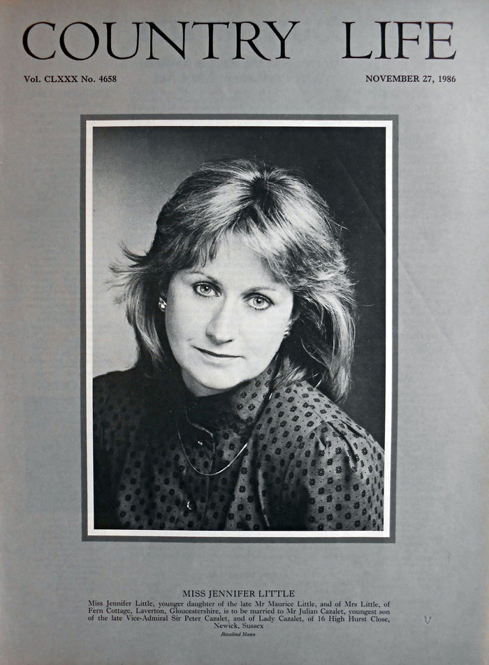 Miss Jennifer Little Country Life Magazine Portrait November 27, 1986 Vol. CLXXX No. 4658