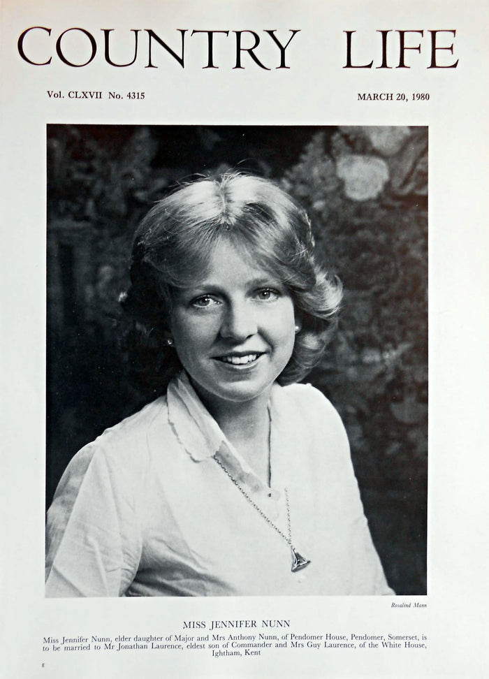 Miss Jennifer Nunn Country Life Magazine Portrait March 20, 1980 Vol. CLXVII No. 4315