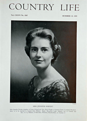 Miss Jennifer Wright Country Life Magazine Portrait October 15, 1959 Vol. CXXVI No. 3267