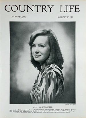 Miss Jill Eversfield Country Life Magazine Portrait January 17, 1974 Vol. CLV No. 3994 - Copy
