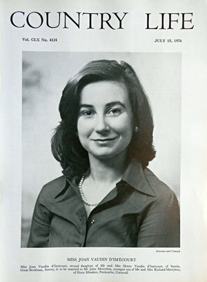 Miss Joan Vaudin d'Imecourt Country Life Magazine Portrait July 15, 1976 Vol. CLX No. 4124