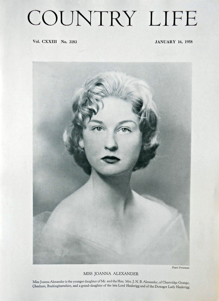 Miss Joanna Alexander Country Life Magazine Portrait January 16, 1958 Vol. CXXIII No. 3183