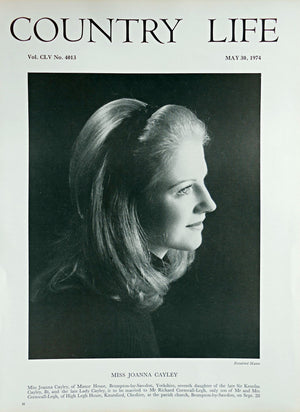 Miss Joanna Cayley Country Life Magazine Portrait May 30, 1974 Vol. CLV No. 4013