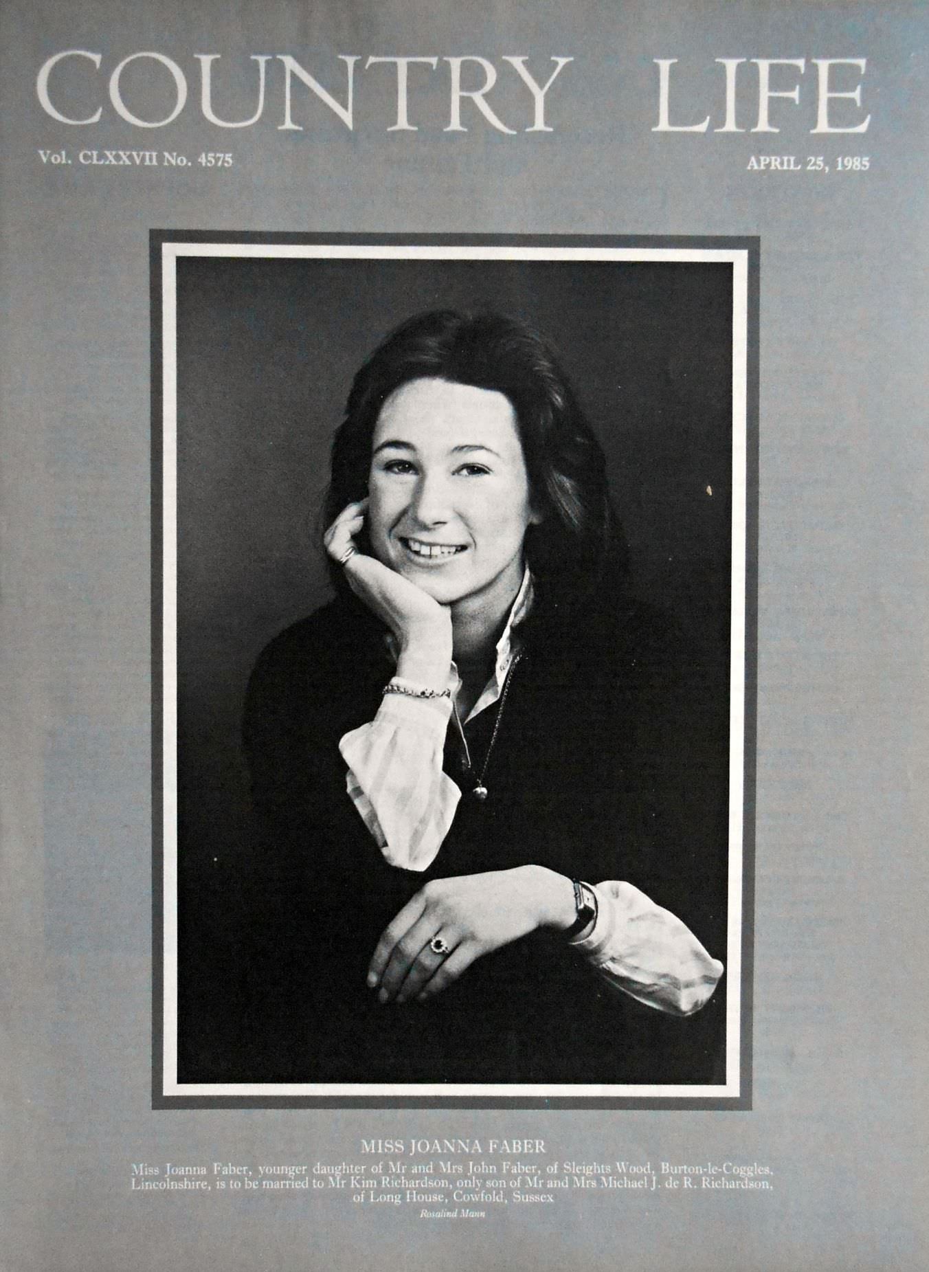 Miss Joanna Faber Country Life Magazine Portrait April 25, 1985 Vol. CLXXVII No. 4575