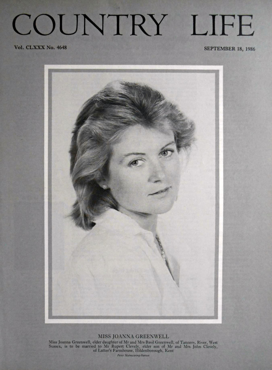 Miss Joanna Greenwell Country Life Magazine Portrait September 18, 198 ...