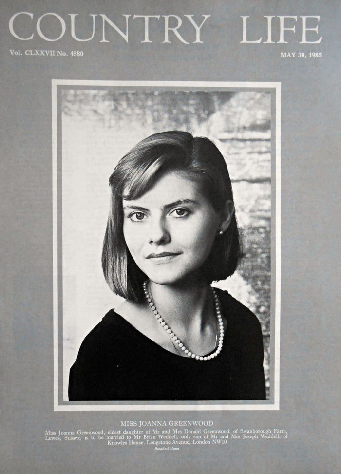 Miss Joanna Greenwood Country Life Magazine Portrait May 30, 1985 Vol. CLXXVII No. 4580