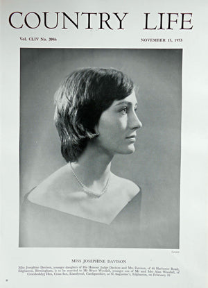 Miss Josephine Davison Country Life Magazine Portrait November 15, 1973 Vol. CLIV No. 3986 - Copy