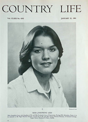 Miss Josephine Lees Country Life Magazine Portrait January 22, 1981 Vol. CLXIX No. 4353 - Copy