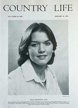 Miss Josephine Lees Country Life Magazine Portrait January 22, 1981 Vol. CLXIX No. 4353