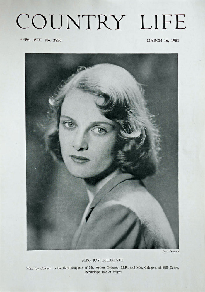 Miss Joy Colegate Country Life Magazine Portrait March 16, 1951 Vol. CIX No. 2826