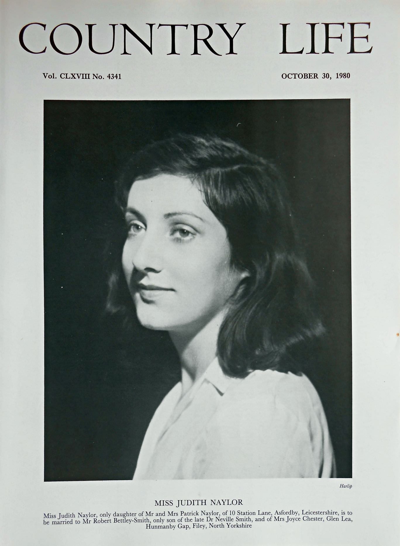 Miss Judith Naylor Country Life Magazine Portrait October 30, 1980 Vol. CLXVIII No. 4341
