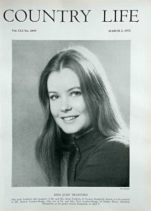 Miss Judy Trafford Country Life Magazine Portrait March 2, 1972 Vol. CLI No. 3899
