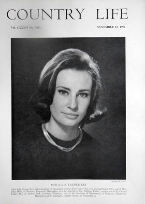 Miss Julia Cooper-Key Country Life Magazine Portrait November 12, 1964 Vol. CXXXVI No. 3532