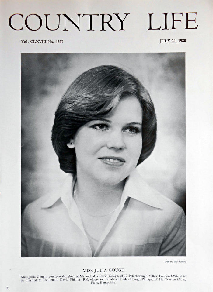Miss Julia Gough Country Life Magazine Portrait July 24, 1980 Vol. CLXVIII No. 4327