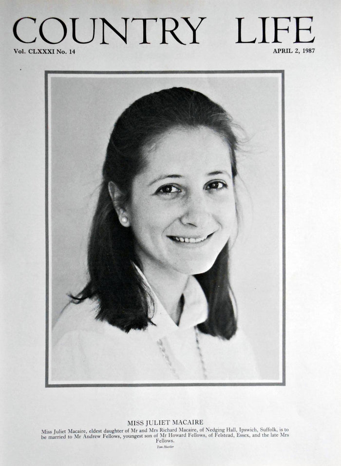 Miss Juliet Macaire Country Life Magazine Portrait April 2, 1987 Vol. CLXXXI No. 14