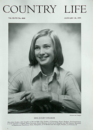 Miss Juliet Straker Country Life Magazine Portrait January 30, 1975 Vol. CLVII No. 4048