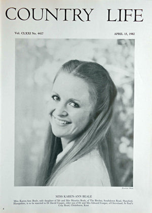 Miss Karen-Ann Beale Country Life Magazine Portrait April 15, 1982 Vol. CLXXI No. 4417