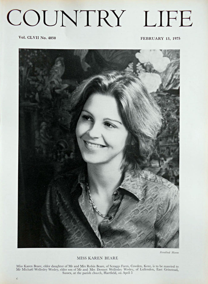 Miss Karen Beare Country Life Magazine Portrait February 13, 1975 Vol. CLVII No. 4050