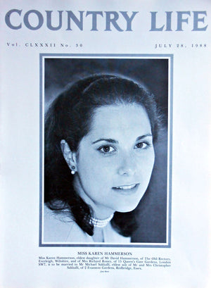 Miss Karen Hammerson Country Life Magazine Portrait July 28, 1988 Vol. CLXXXII No. 30