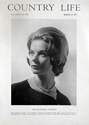 Miss Katharine Worsley Country Life Magazine Portrait March 16, 1961 Vol. CXXIX No. 3341