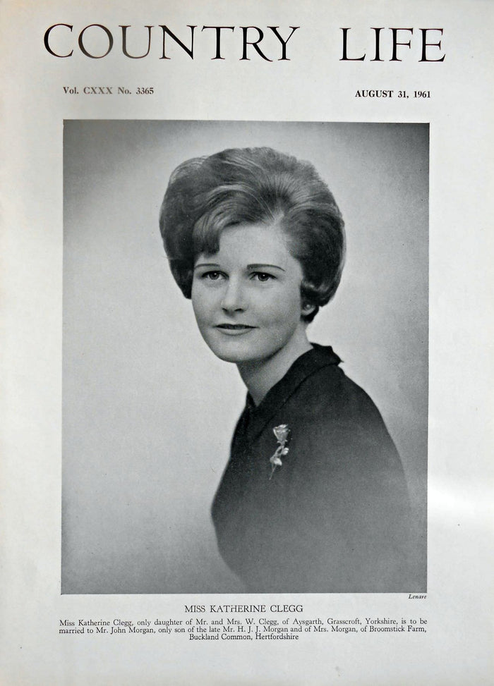 Miss Katherine Clegg Country Life Magazine Portrait August 31, 1961 Vol. CXXX No. 3365