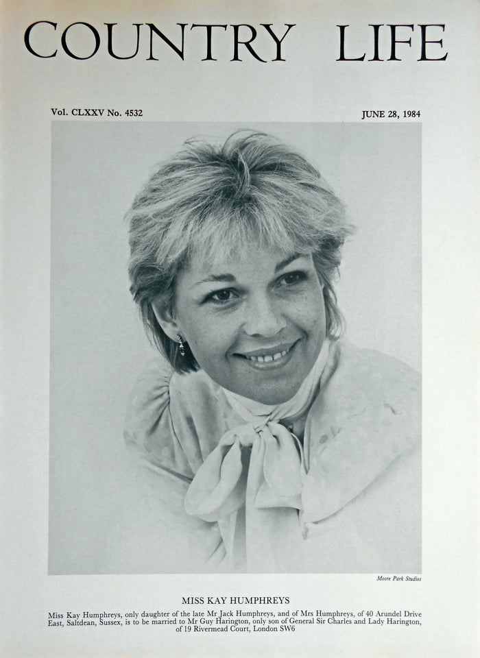 Miss Kay Humphreys Country Life Magazine Portrait June 28, 1984 Vol. CLXXV No. 4532