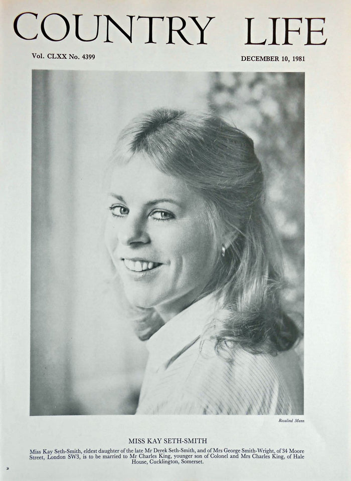 Miss Kay Seth-Smith Country Life Magazine Portrait December 10, 1981 Vol. CLXX No. 4399