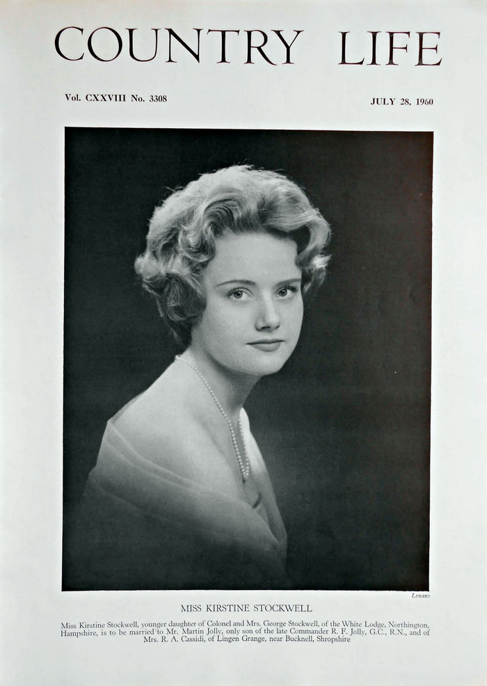 Miss Kirstine Stockwell Country Life Magazine Portrait July 28, 1960 Vol. CXXVIII No. 3308