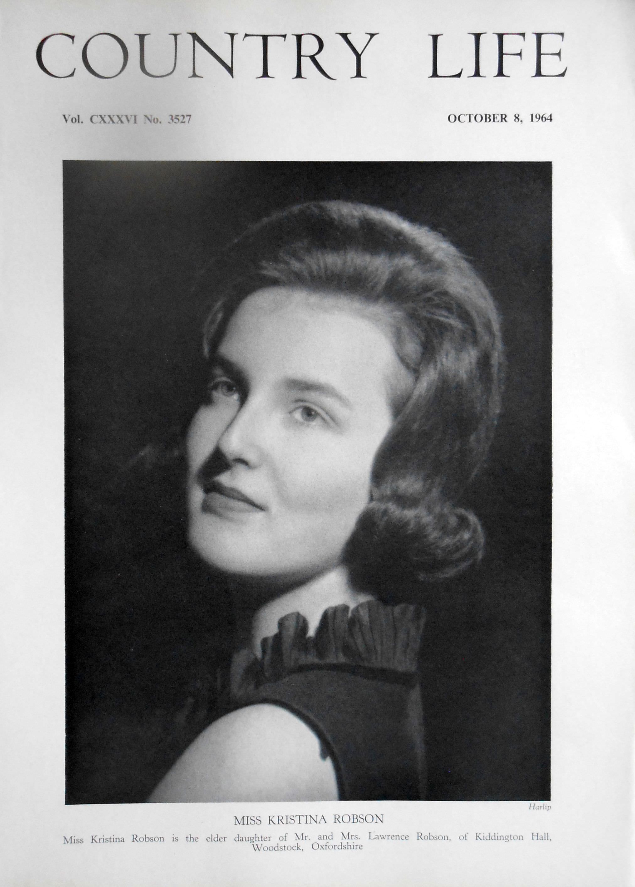 Miss Kristina Robson Country Life Magazine Portrait October 8, 1964 Vol. CXXXVI No. 3527 - Copy