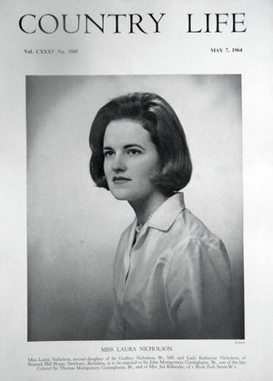 Miss Laura Nicholson Country Life Magazine Portrait May 7, 1964 Vol. CXXXV No. 3505