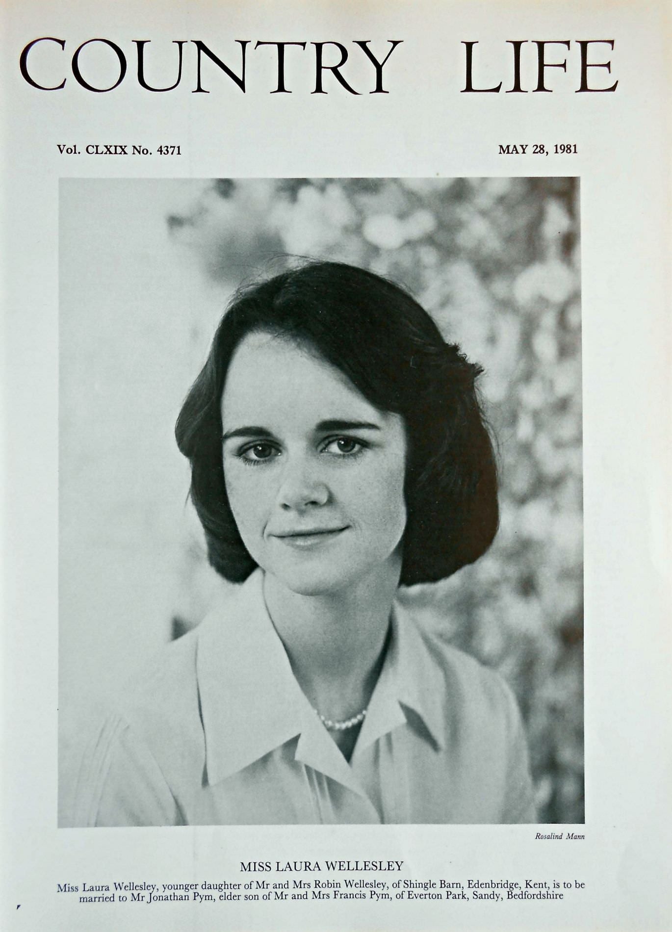 Miss Laura Wellesley Country Life Magazine Portrait May 28, 1981 Vol. CLXIX No. 4371 - Copy