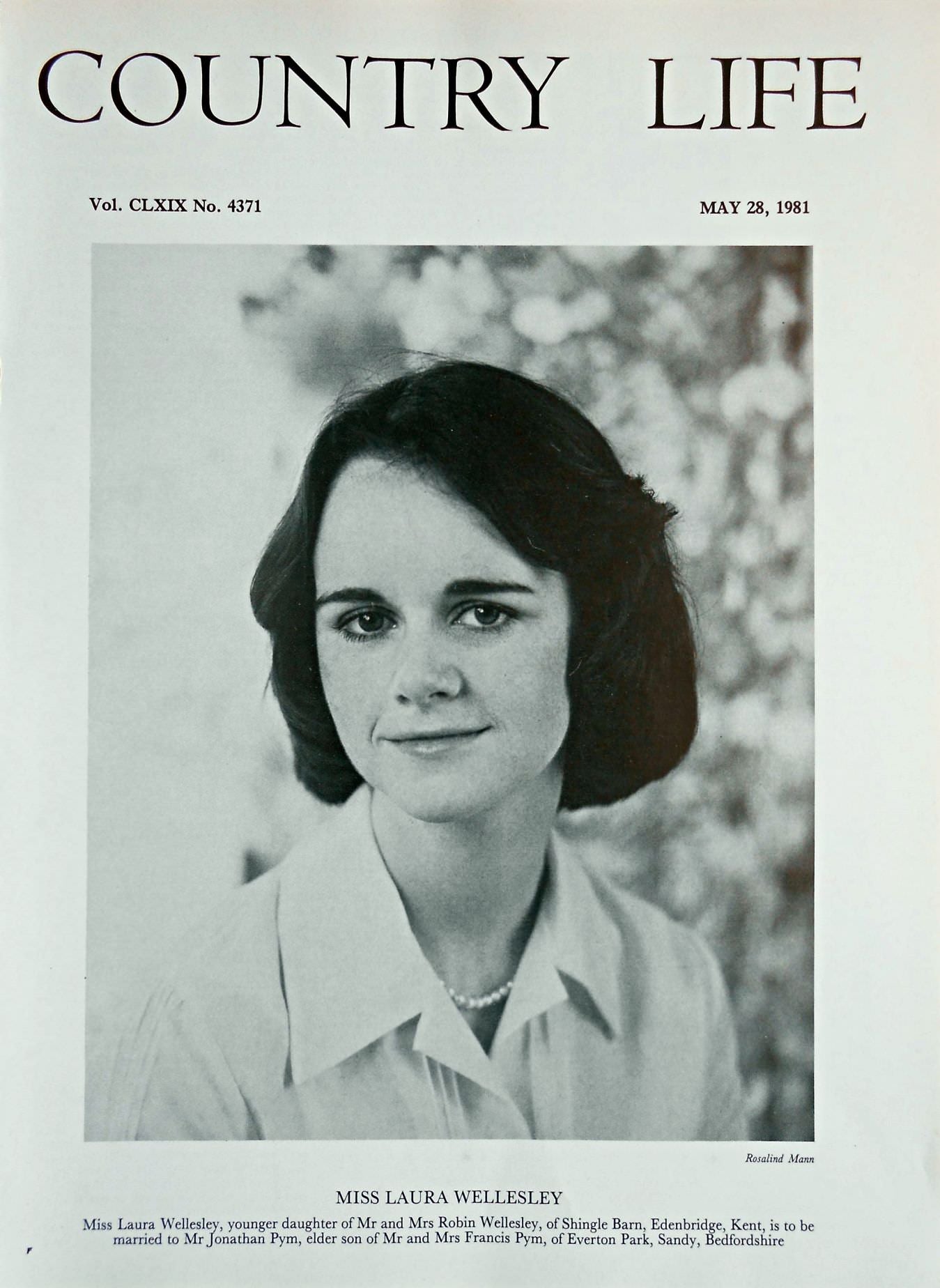 Miss Laura Wellesley Country Life Magazine Portrait May 28, 1981 Vol. CLXIX No. 4371