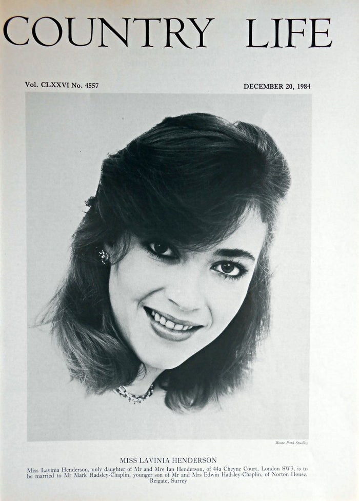 Miss Lavinia Henderson Country Life Magazine Portrait December 20, 1984 Vol. CLXXVI No. 4557