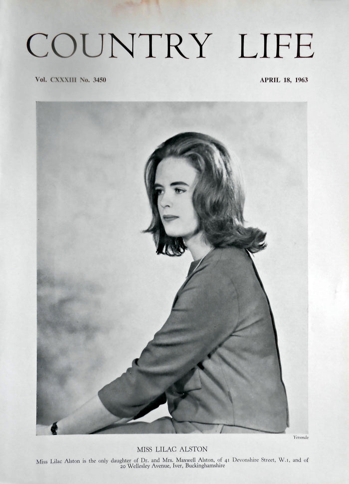 Miss Lilac Alston Country Life Magazine Portrait April 18, 1963 Vol. CXXXIII No. 3450