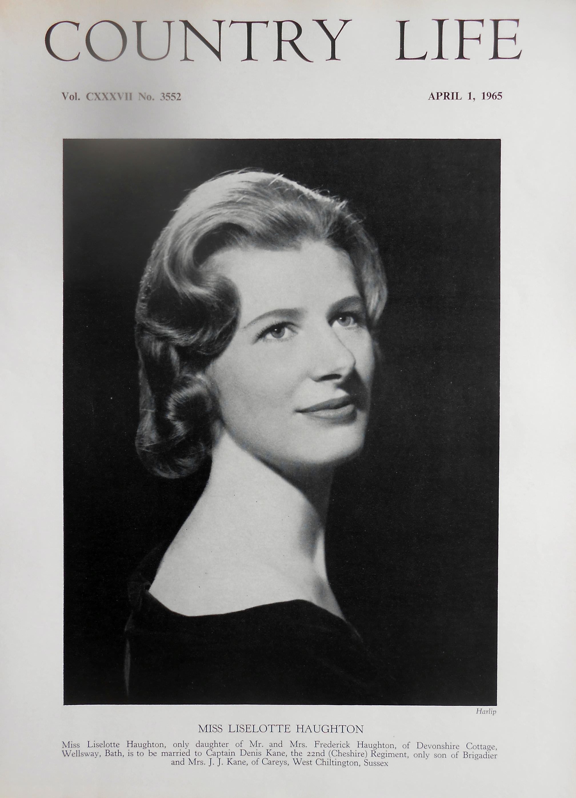 Miss Liselotte Haughton Country Life Magazine Portrait April 1, 1966 Vol. CXXXVII No. 3552