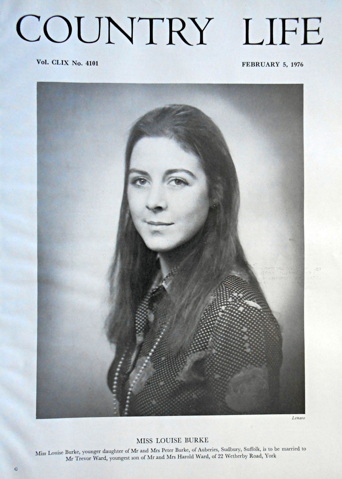 Miss Louise Burke Country Life Magazine Portrait February 5, 1976 Vol. CLIX No. 4101