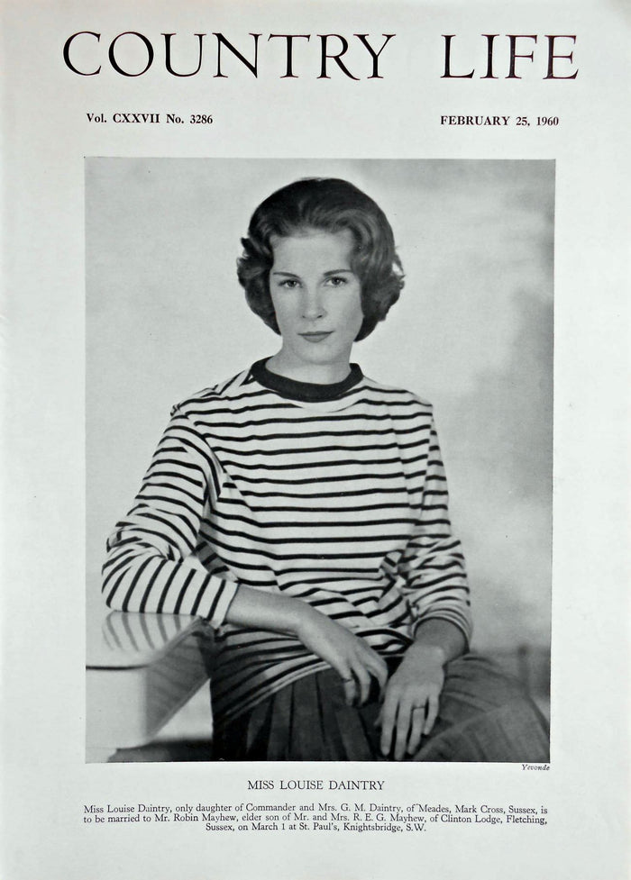 Miss Louise Daintry Country Life Magazine Portrait February 25, 1960 Vol. CXXVII No. 3286