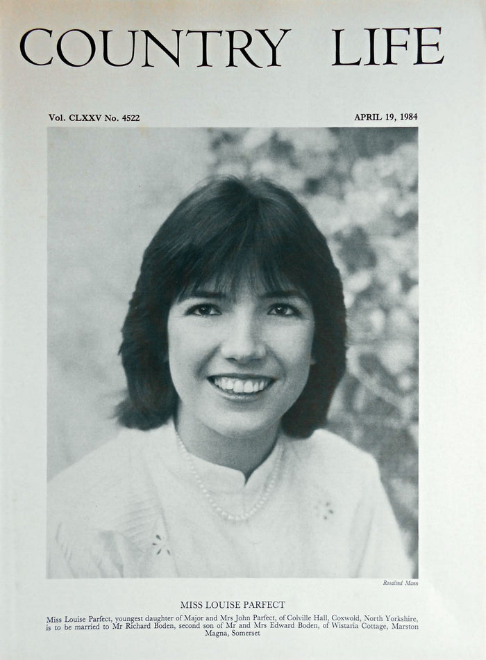 Miss Louise Parfect Country Life Magazine Portrait April 19, 1984 Vol. CLXXV No. 4522