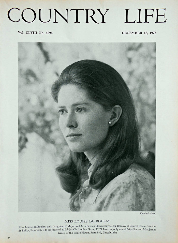 Miss Louise du Boulay Country Life Magazine Portrait December 18, 1975 Vol. CLVIII No. 4094