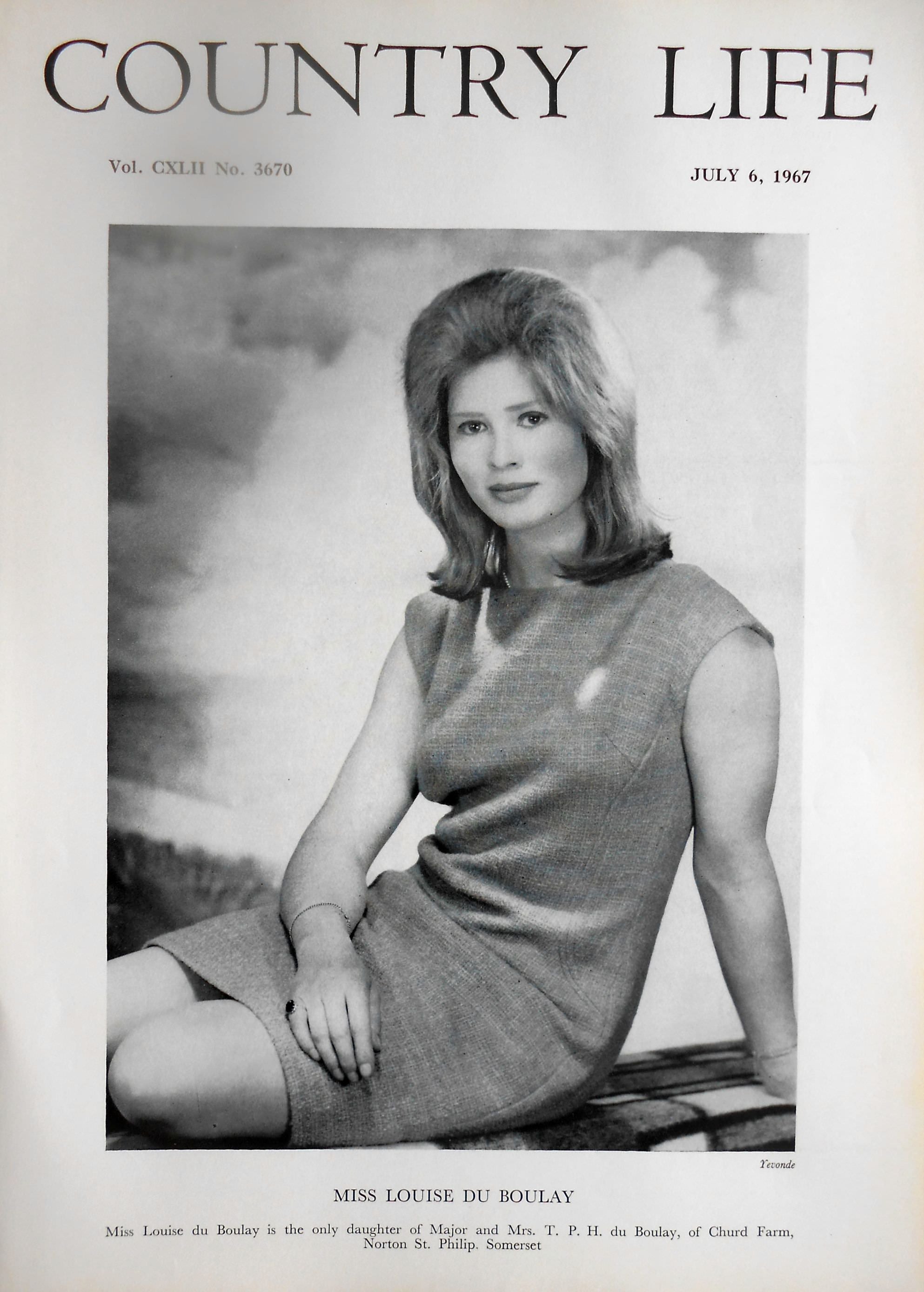 Miss Louise du Boulay Country Life Magazine Portrait July 6, 1967 Vol. CXLI No. 3670