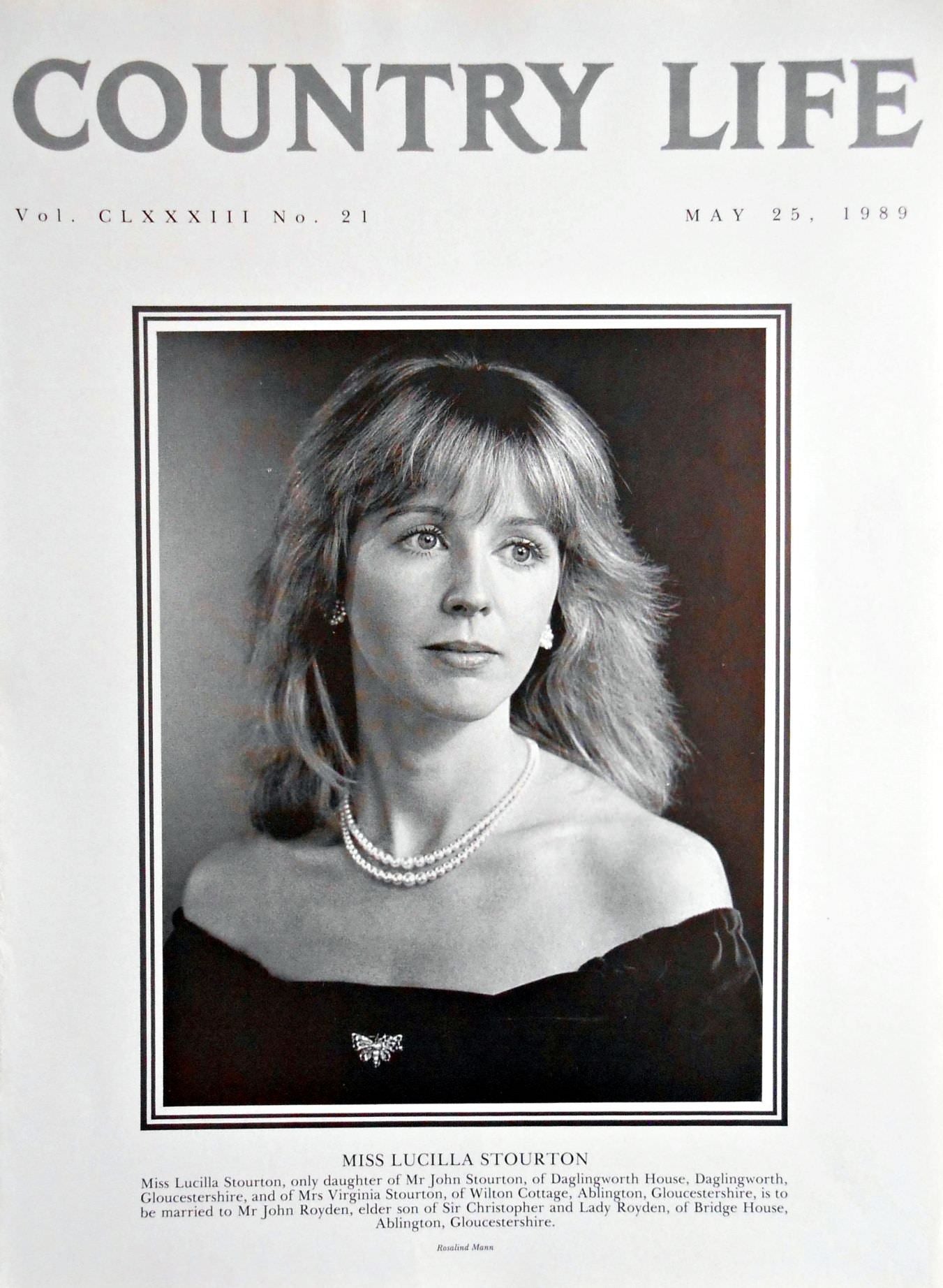 Miss Lucilla Stourton Country Life Magazine Portrait May 25, 1989 Vol. CLXXXIII No. 21