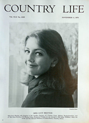 Miss Lucy Bretton Country Life Magazine Portrait November 4, 1976 Vol. CLX No. 4140