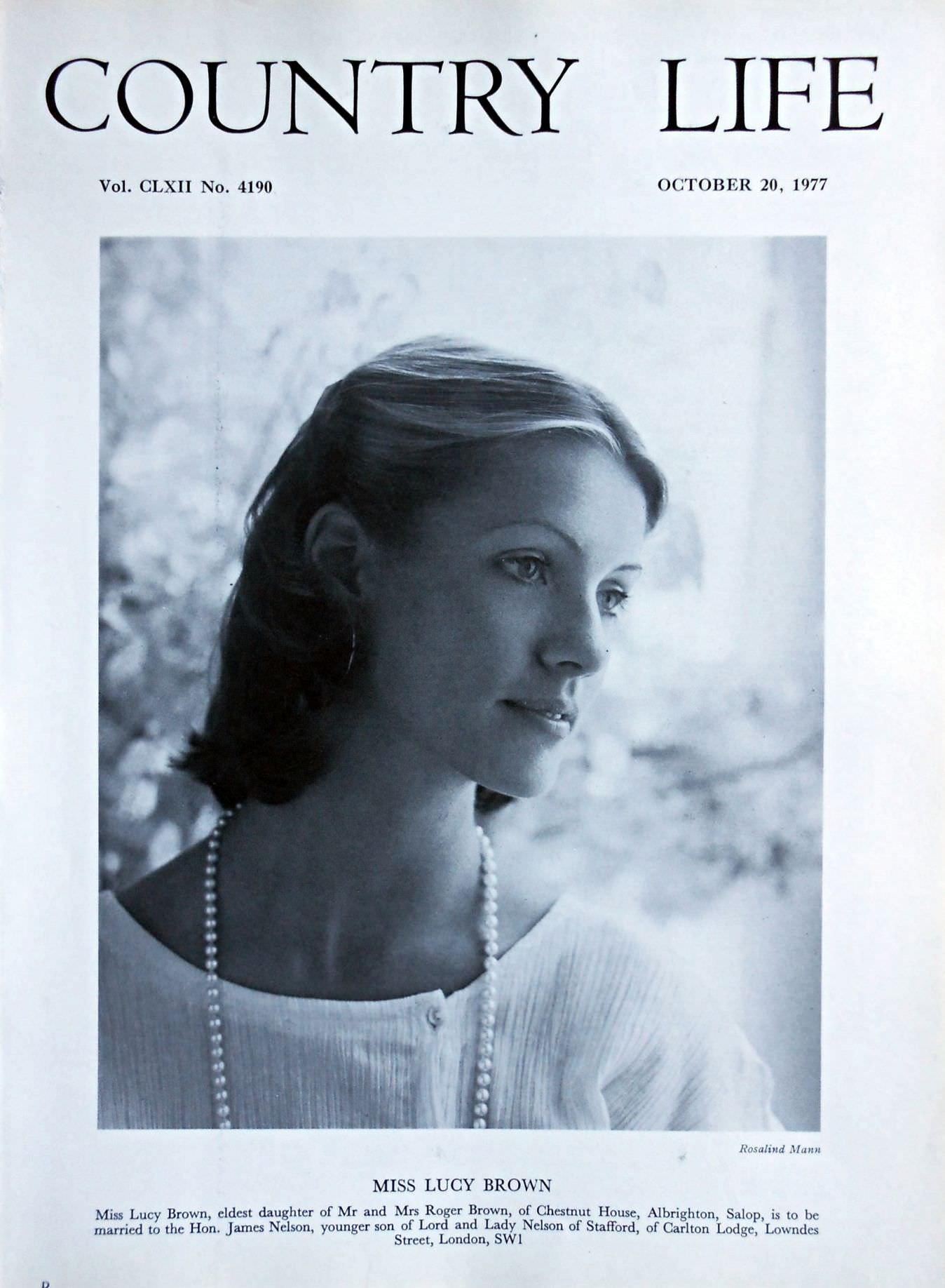 Miss Lucy Brown Country Life Magazine Portrait October 20, 1977 Vol. CLXII No. 4190 - Copy
