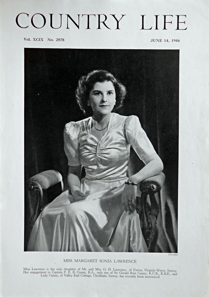 Miss Margaret Sonia Lawrence Country Life Magazine Portrait June 14, 1946 Vol. XCIX No. 2578